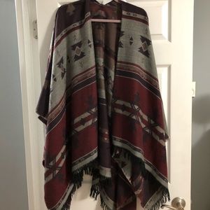 Southwestern print poncho